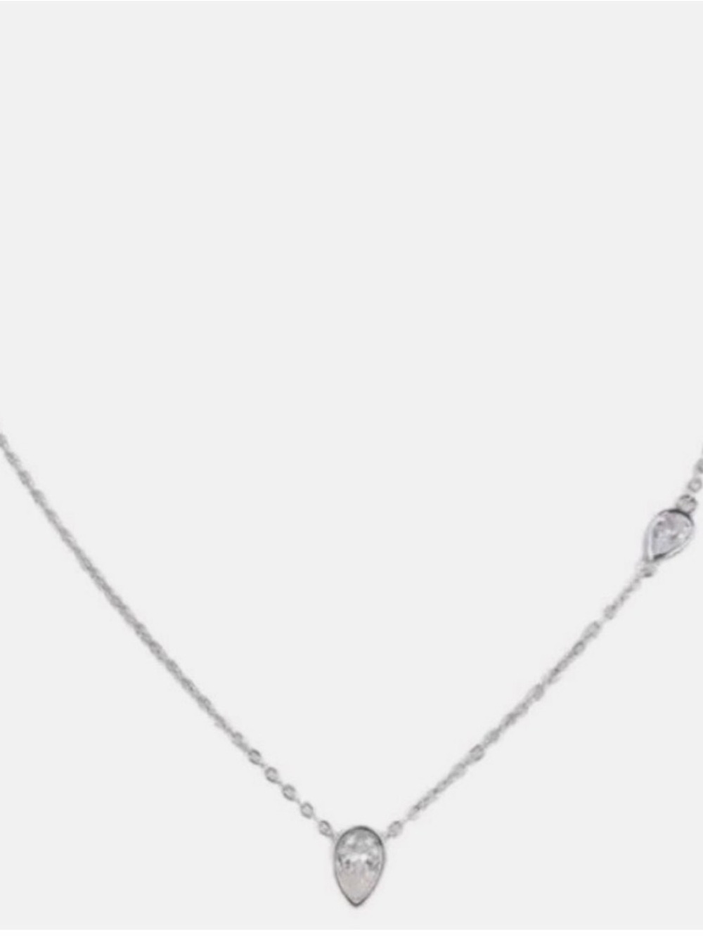 Kenneth Jay Lane Silver Teardrop Station Necklace